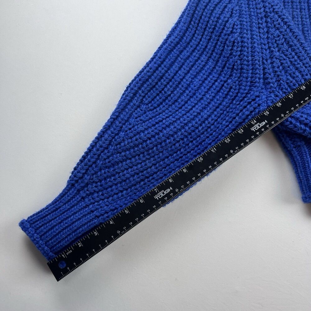 H&M Chunky Funnel Neck Long Sleeve Oversized Sweater Large Top Electric Blue Pop - Picture 11 of 11